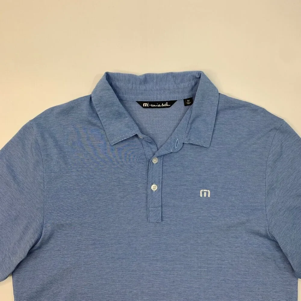 Travis Mathew Polo Shirt Mens M Medium Regatta Blue Pima Cotton Blend Golf